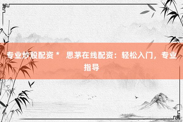 专业炒股配资 *   思茅在线配资：轻松入门，专业指导