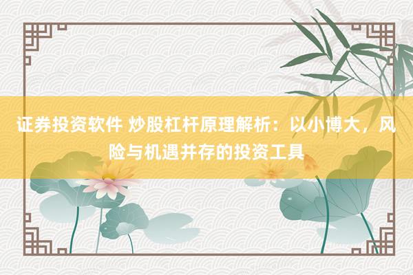证券投资软件 炒股杠杆原理解析：以小博大，风险与机遇并存的投资工具