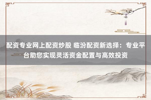 配资专业网上配资炒股 临汾配资新选择：专业平台助您实现灵活资金配置与高效投资