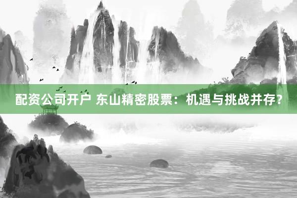 配资公司开户 东山精密股票：机遇与挑战并存？