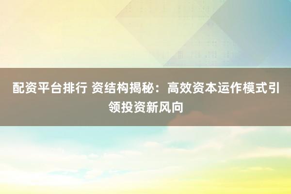 配资平台排行 资结构揭秘：高效资本运作模式引领投资新风向