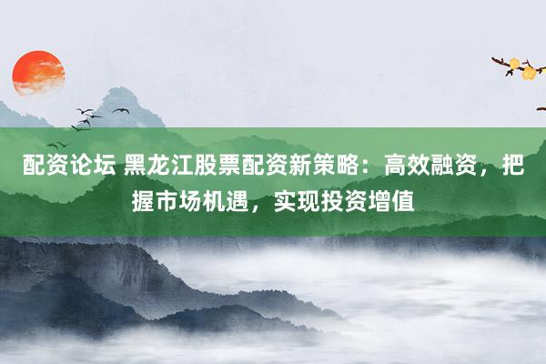 配资论坛 黑龙江股票配资新策略：高效融资，把握市场机遇，实现投资增值