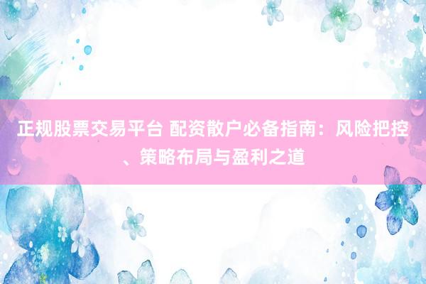 正规股票交易平台 配资散户必备指南:风险把控、策略布局与盈利之道