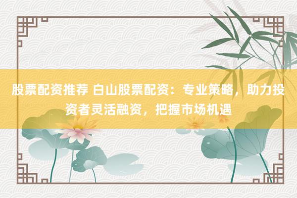 股票配资推荐 白山股票配资:专业策略,助力投资者灵活融资,把握市场机遇