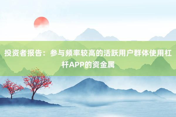 投资者报告：参与频率较高的活跃用户群体使用杠杆APP的资金属
