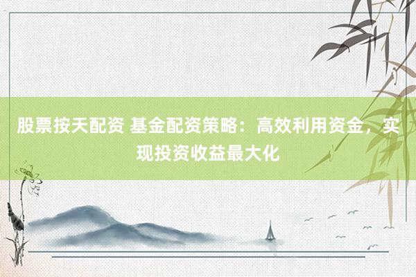 股票按天配资 基金配资策略：高效利用资金，实现投资收益最大化